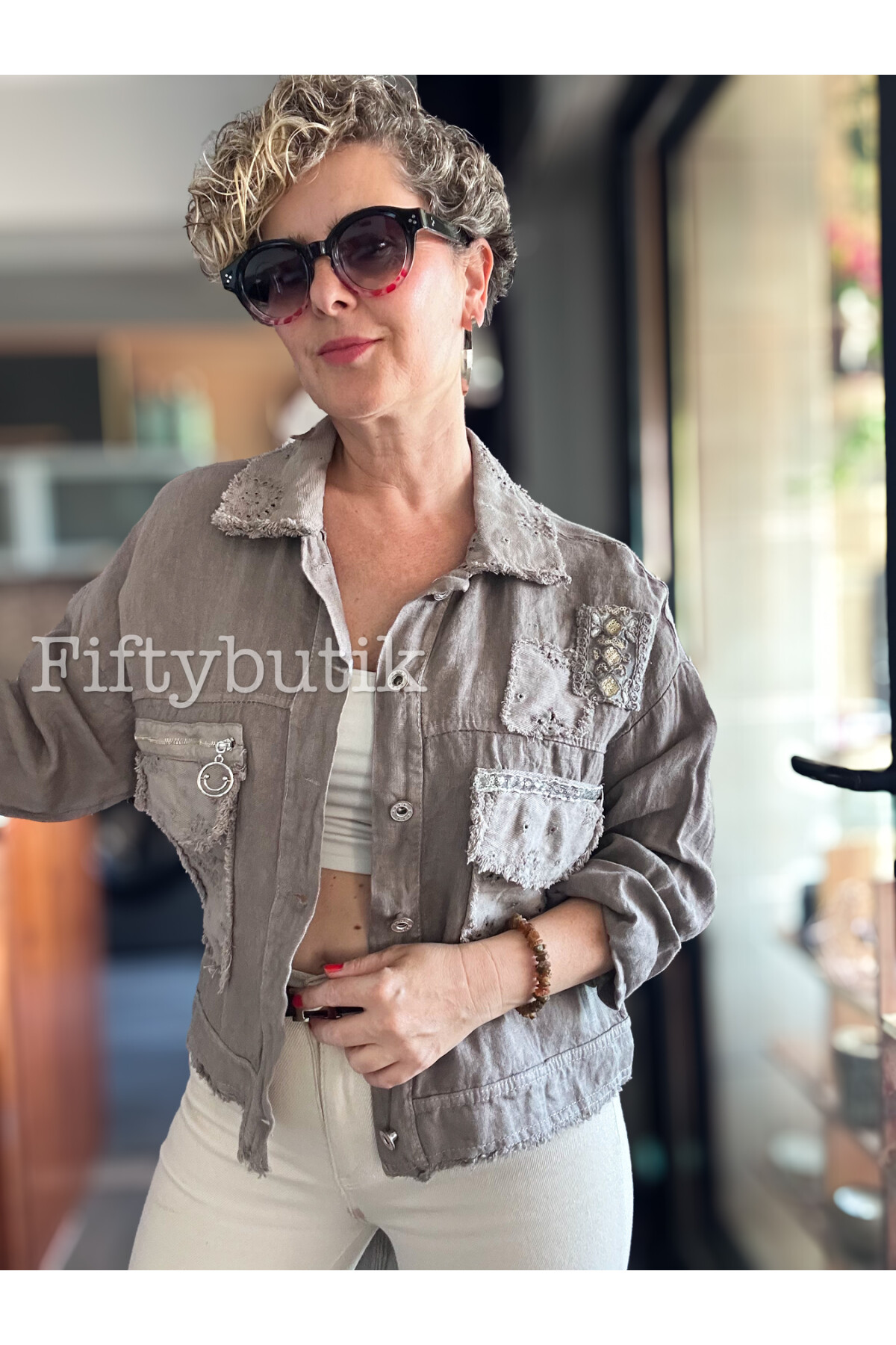 Baffo İtalyan Vip Fermuar Detay Gömlek Ceket Vizon