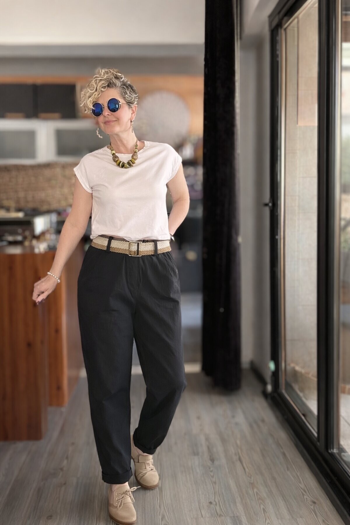 Betty İtalyan Balon Kemerli Pantolon Siyah