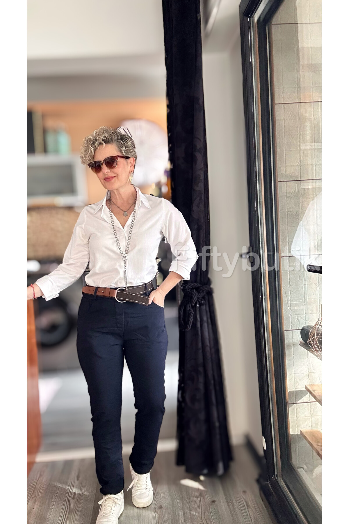 Bisso İtalyan Detay Kemerli Sihirli Pantolon Lacivert