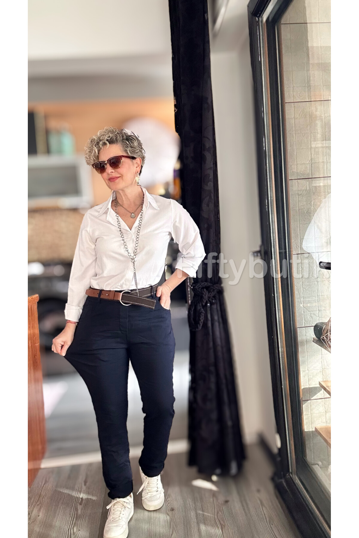 Bisso İtalyan Detay Kemerli Sihirli Pantolon Lacivert