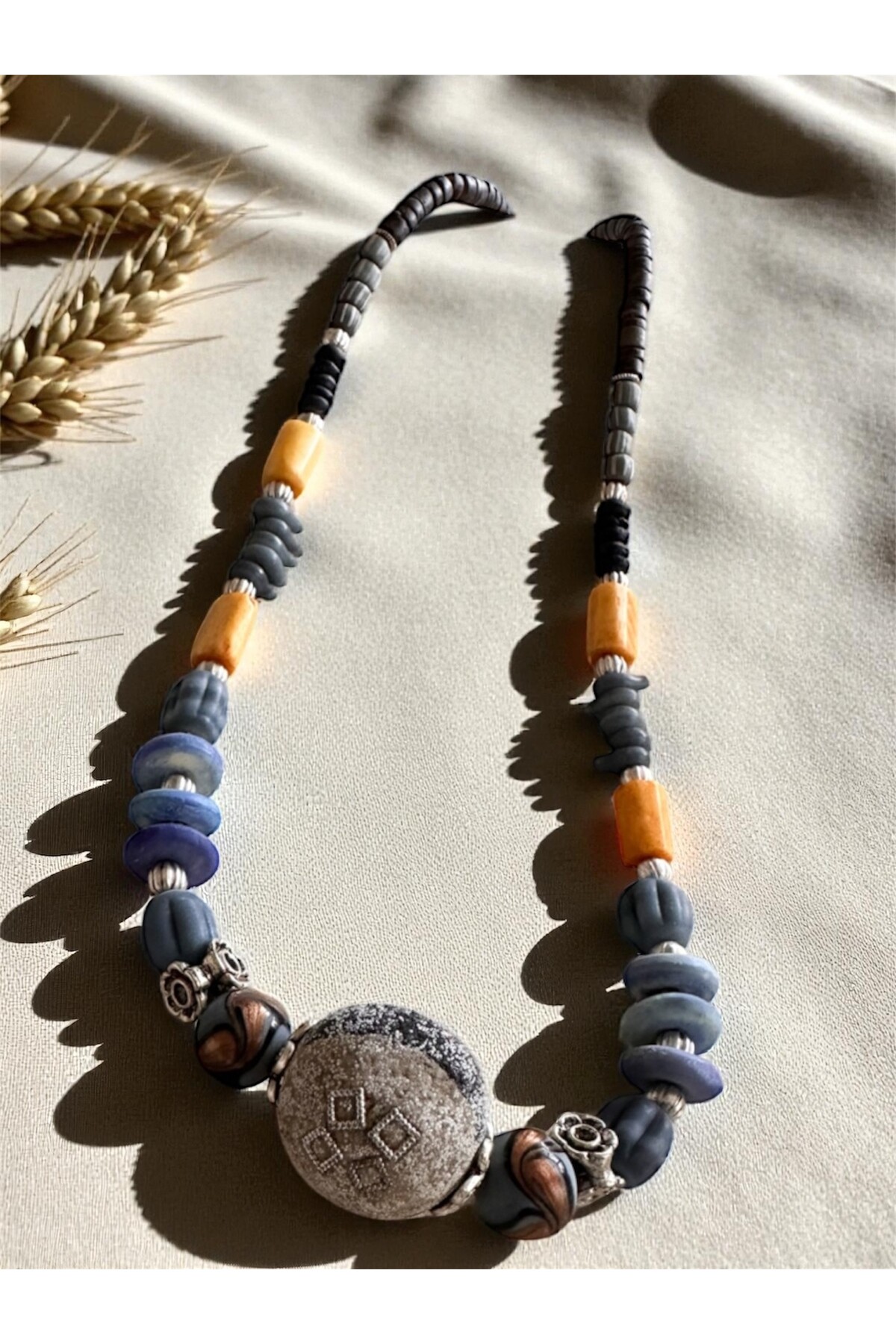 Clips Doğal Taş Etnik Kolye