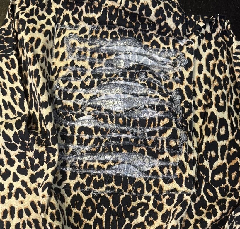 Dazza Tasarım Leopar Desen Sırt Pul Detay Ceket