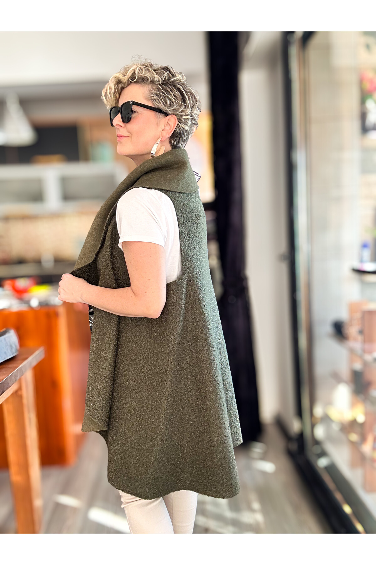 Esque İtalyan Buklet Yelek Haki