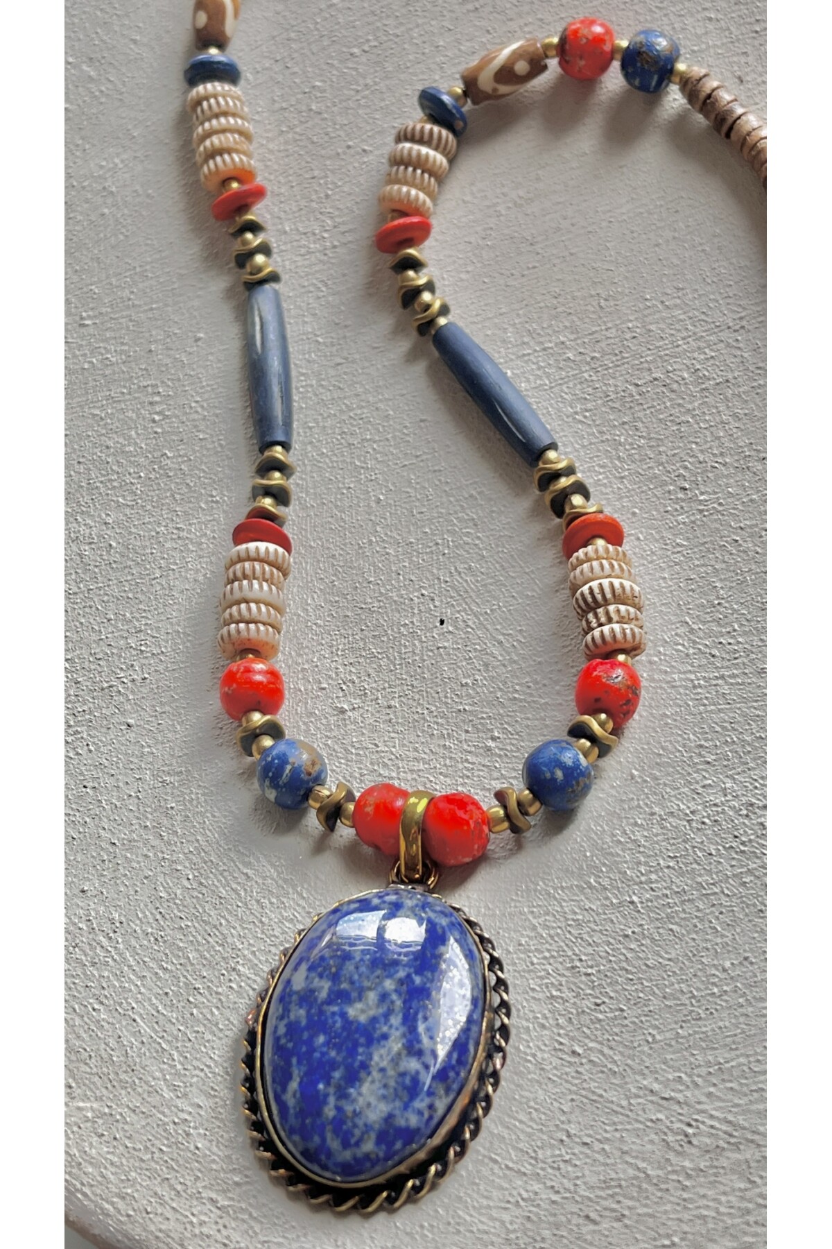 Lapis Lazuli Premium Doğal Taş Etnik Kolye