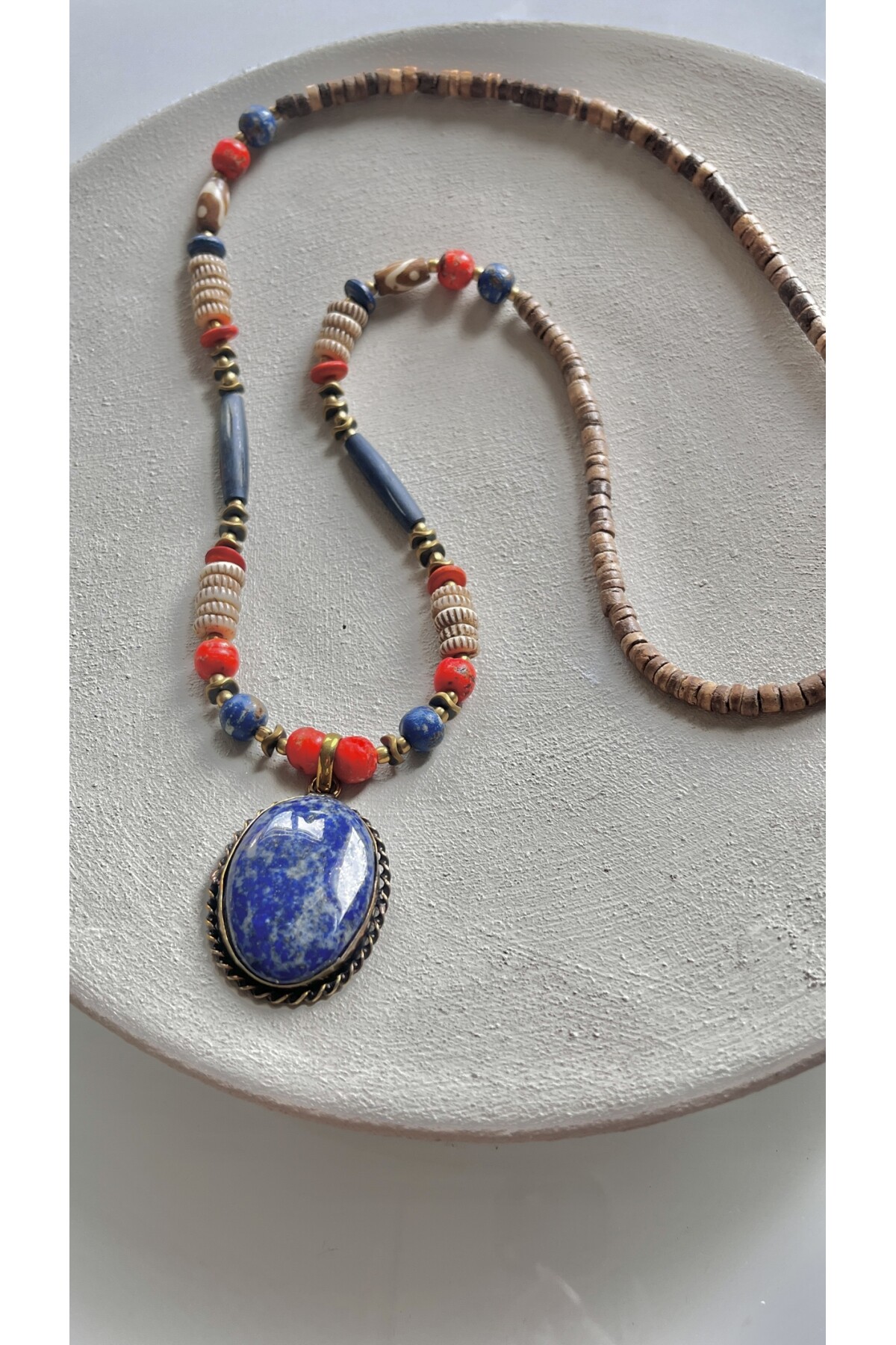 Lapis Lazuli Premium Doğal Taş Etnik Kolye