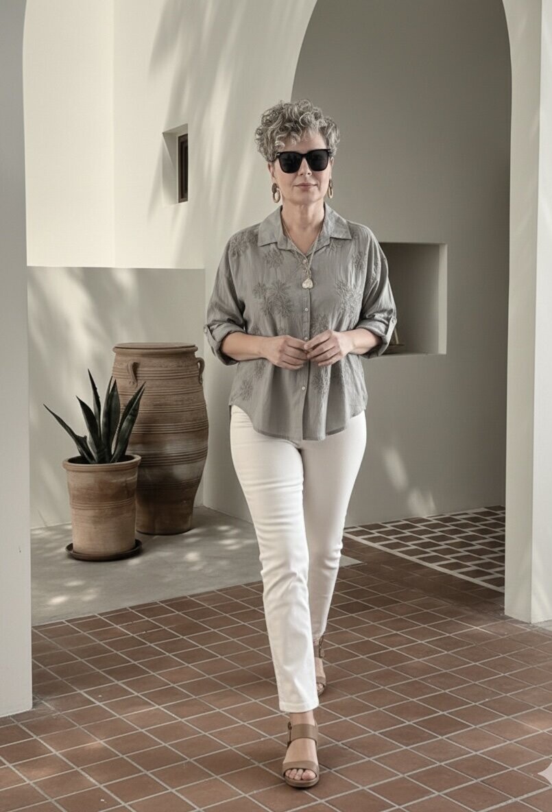 Eyyo İtalyan Dolgu Çiçek Desen Gömlek Fango