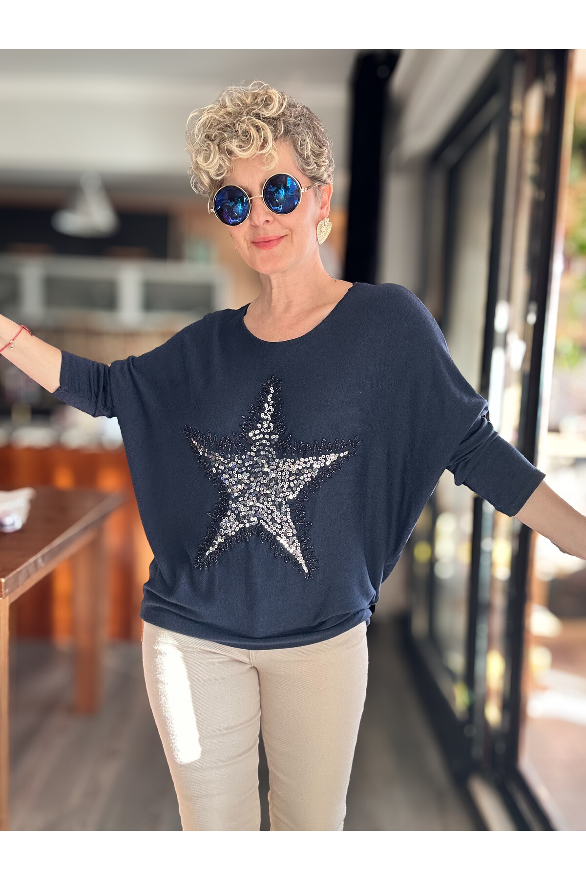 Festa İtalyan Yıldız Pul Detay Triko Lacivert