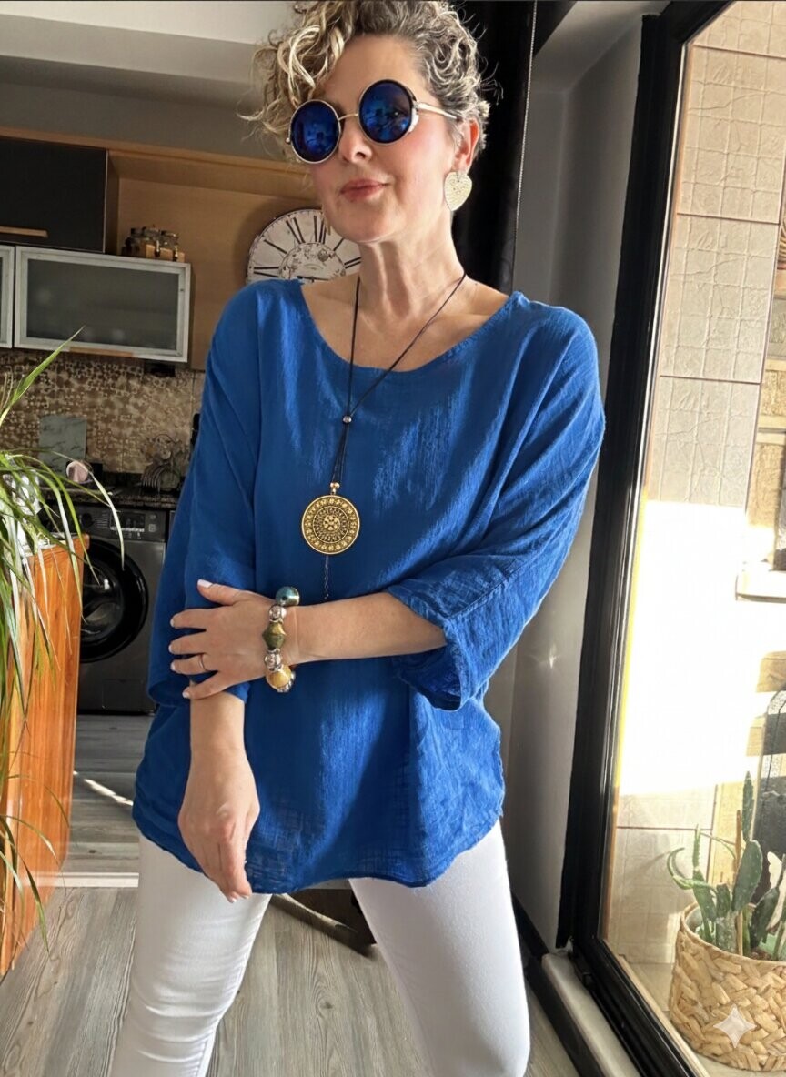 Fezza İthal Kolyeli Tasarım Bluz Sax