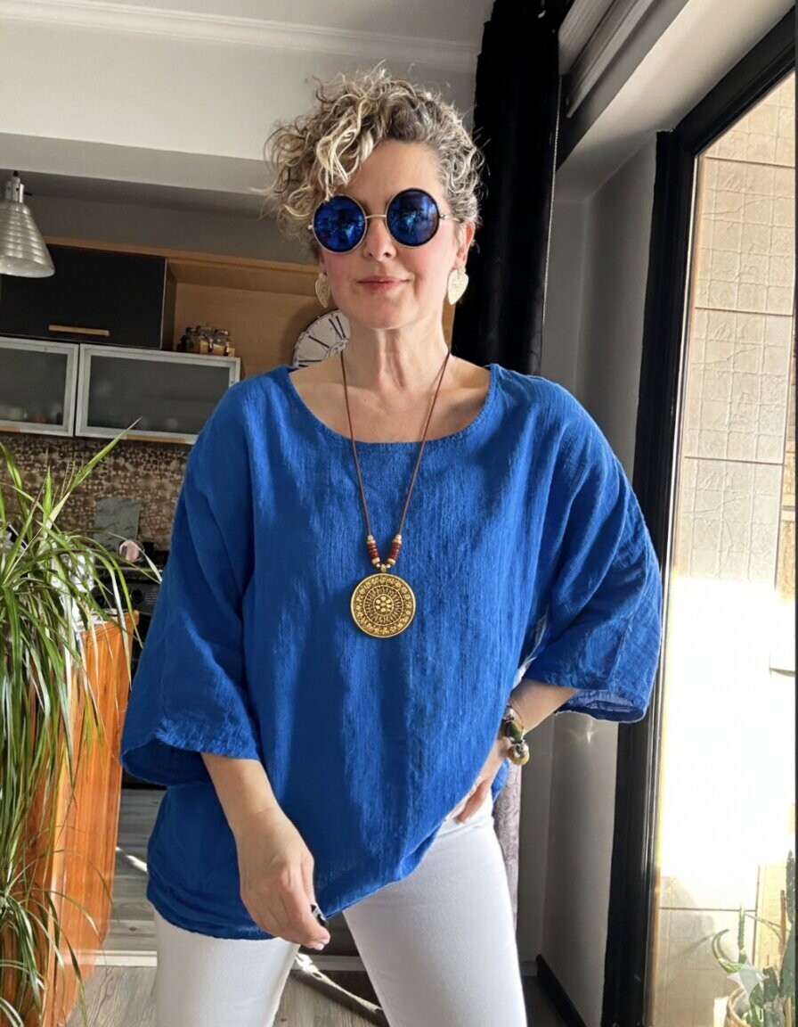 Fezza İthal Kolyeli Tasarım Bluz Sax