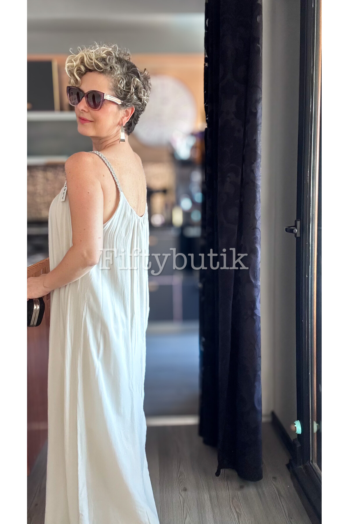 Fierro İtalyan Askılı Salaş Detay Elbise Beige