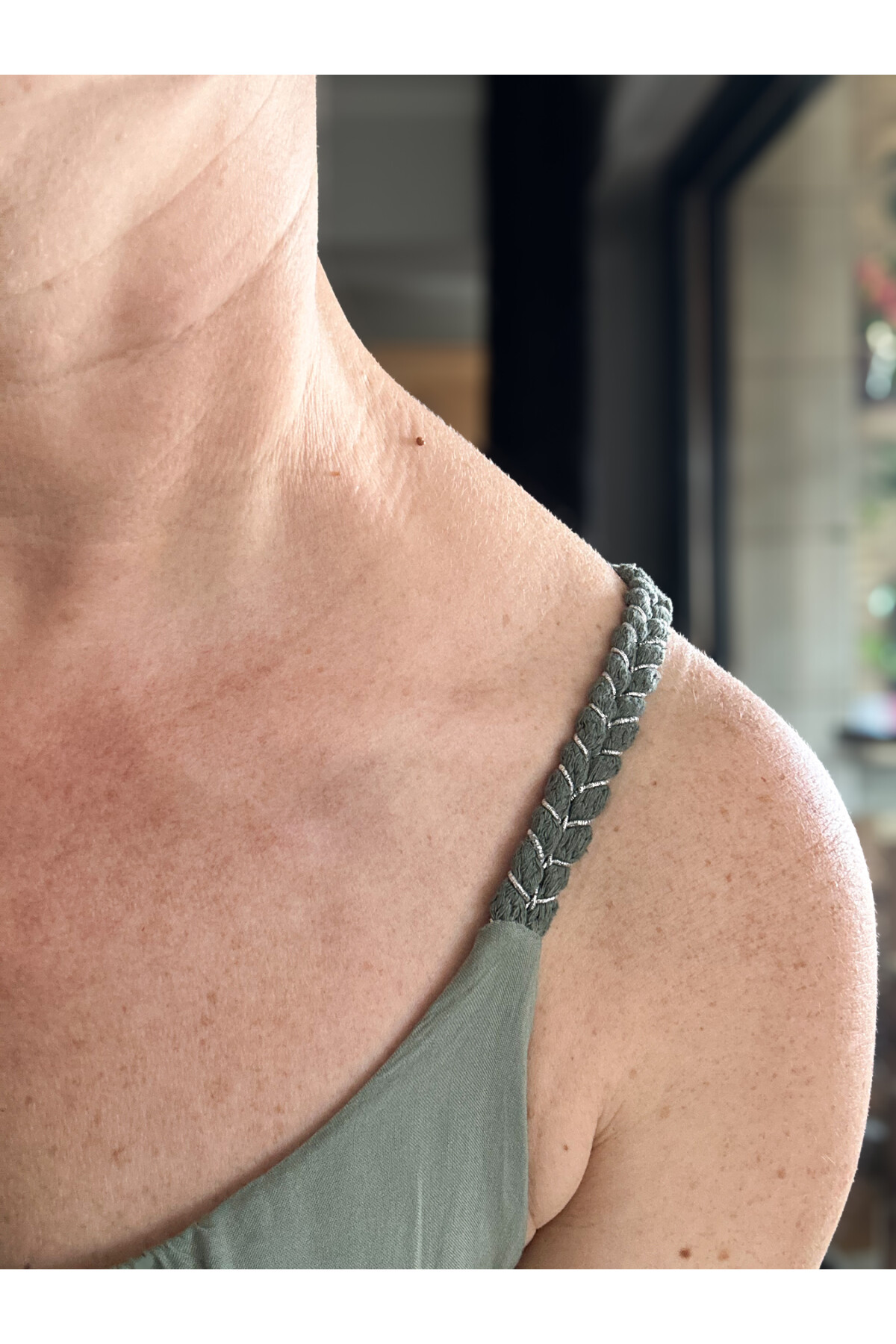 Fierro İtalyan Askılı Salaş Detay Elbise Haki Yeşil