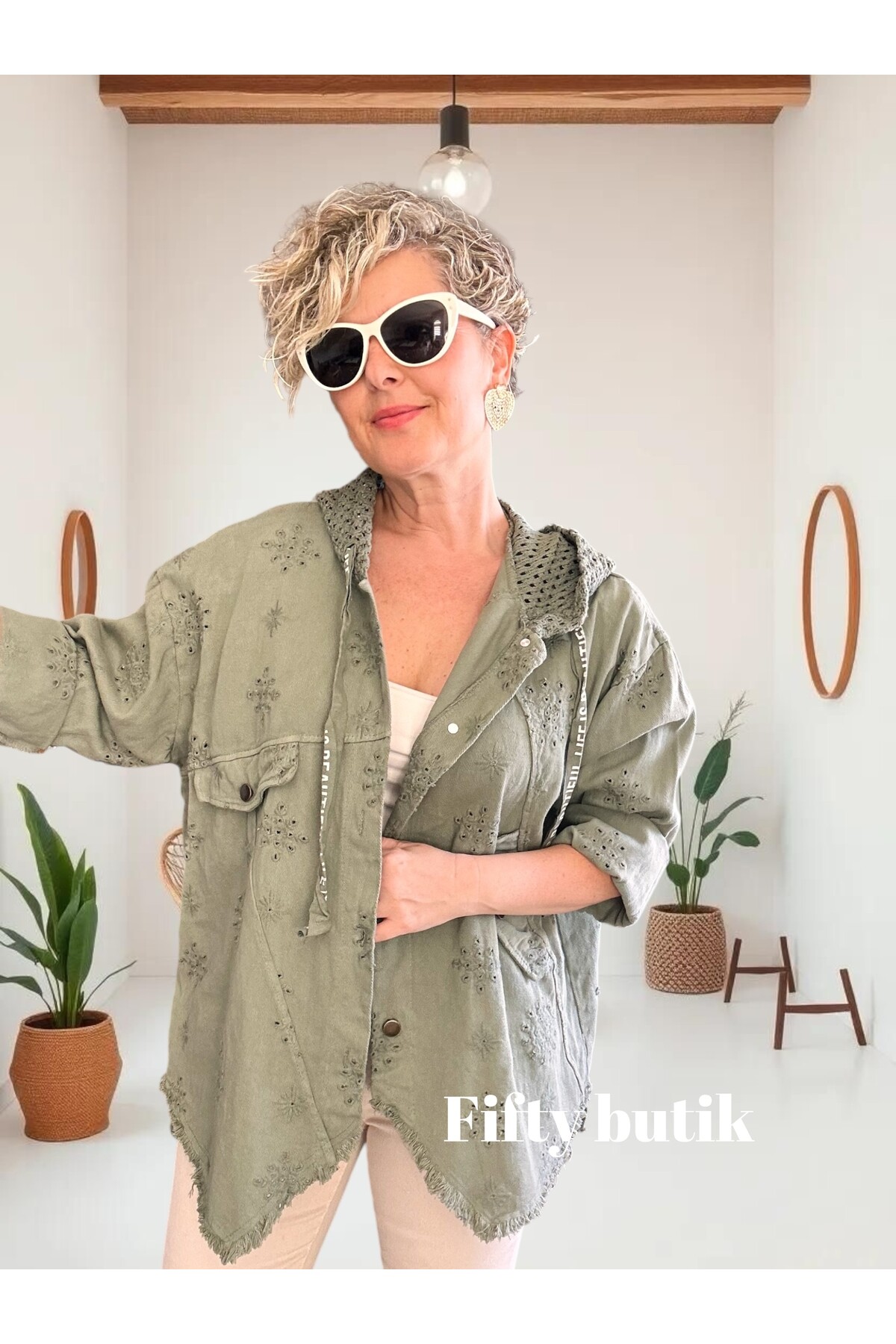 Galli İtalyan Asimetrik Cep Kapşonlu Ceket Haki