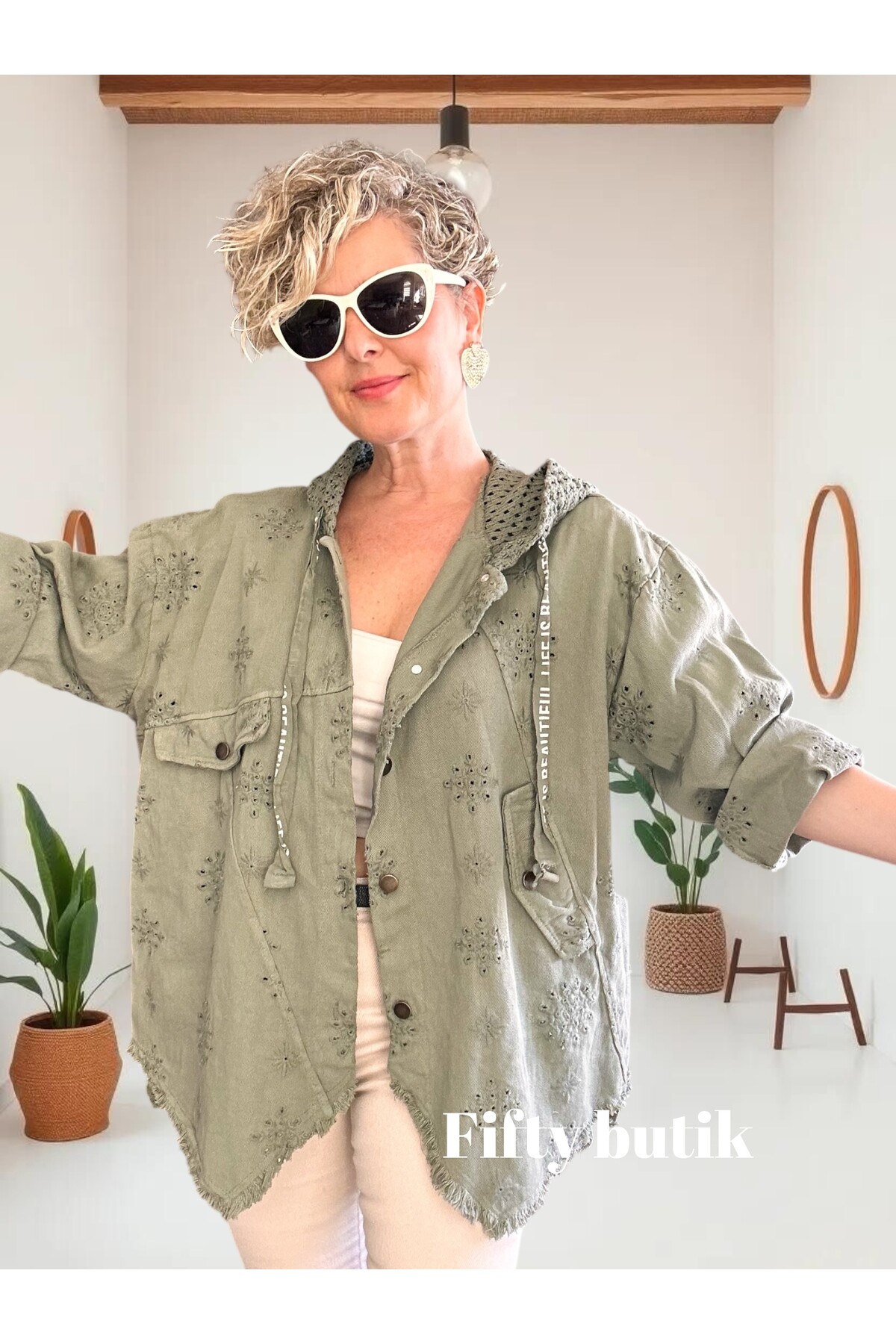 Galli İtalyan Asimetrik Cep Kapşonlu Ceket Haki