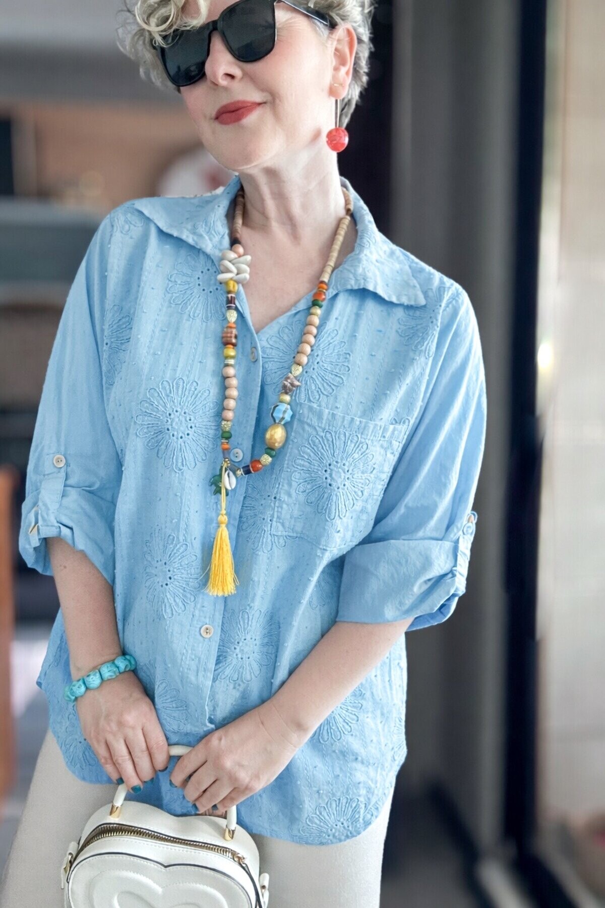 Gesso İtalyan Çiçek Fisto Detay Gömlek Bebe Mavi