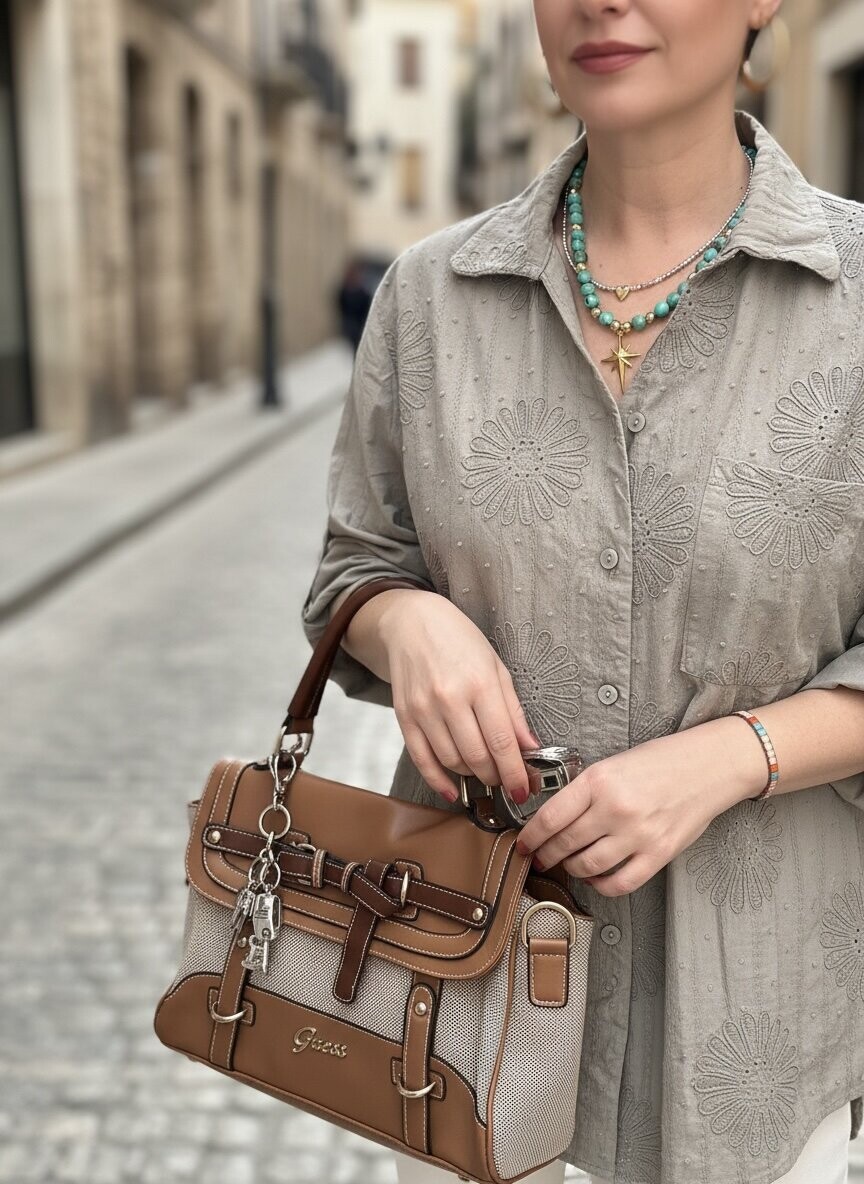 Gesso İtalyan Çiçek Fisto Detay Gömlek Vizon