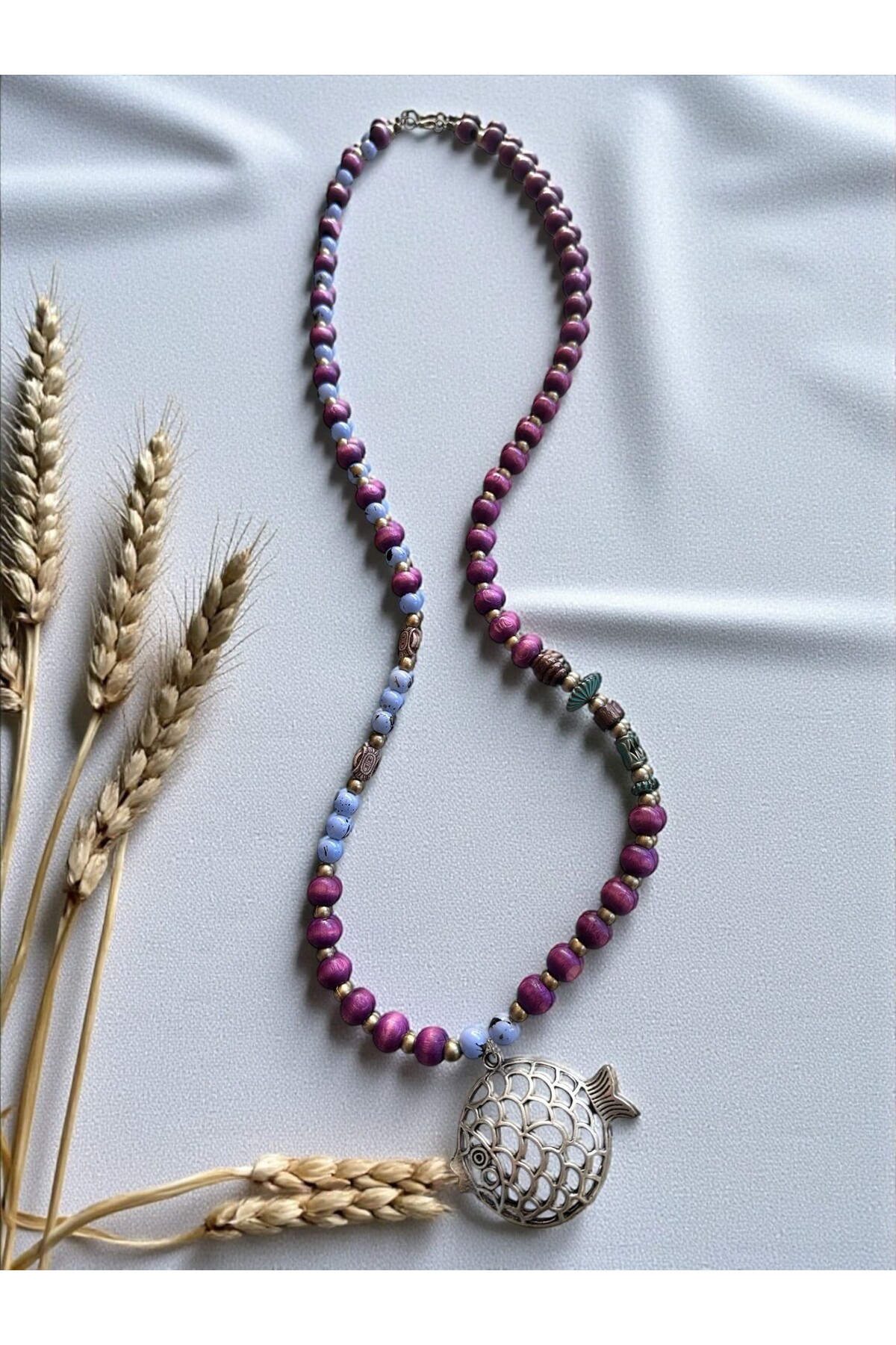 Julıs Mor Tahta Tasarım Kolye