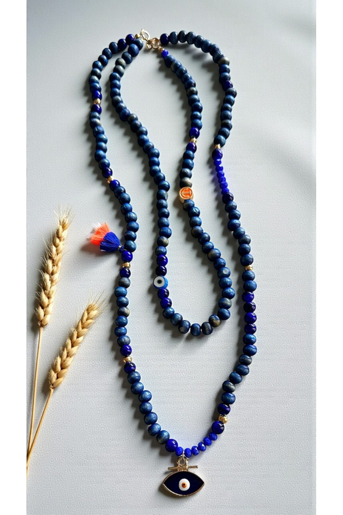 Maes Mavi Tahta Tasarım Kolye