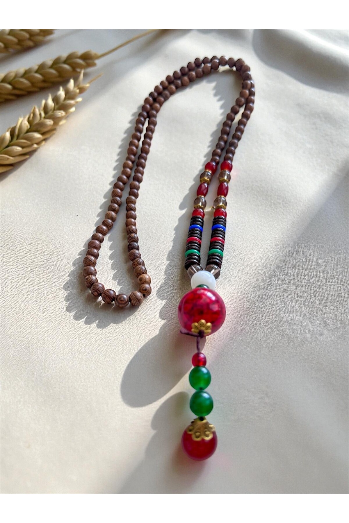 İnyes Doğal Taş Etnik Bambu Kolye