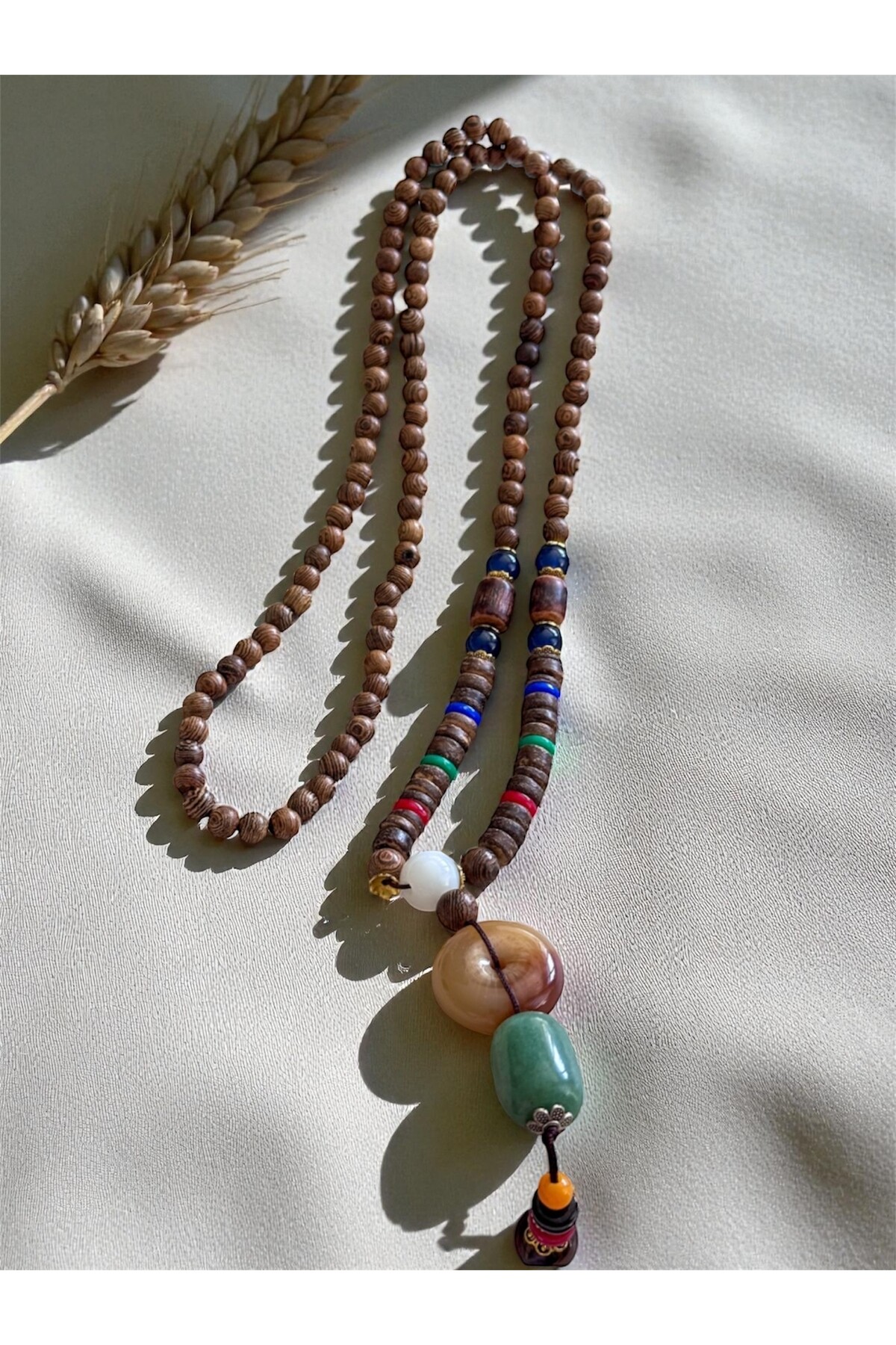 Kiness Doğal Taş Etnik Bambu Kolye