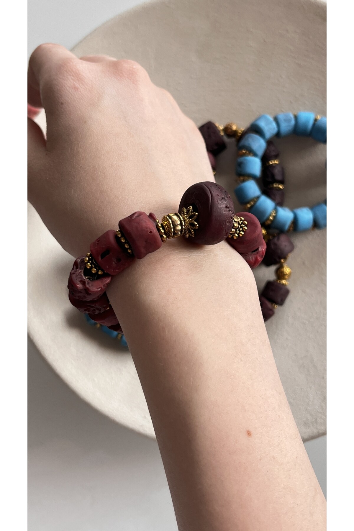 LavillaTasarım Etnik Bileklik Bordo