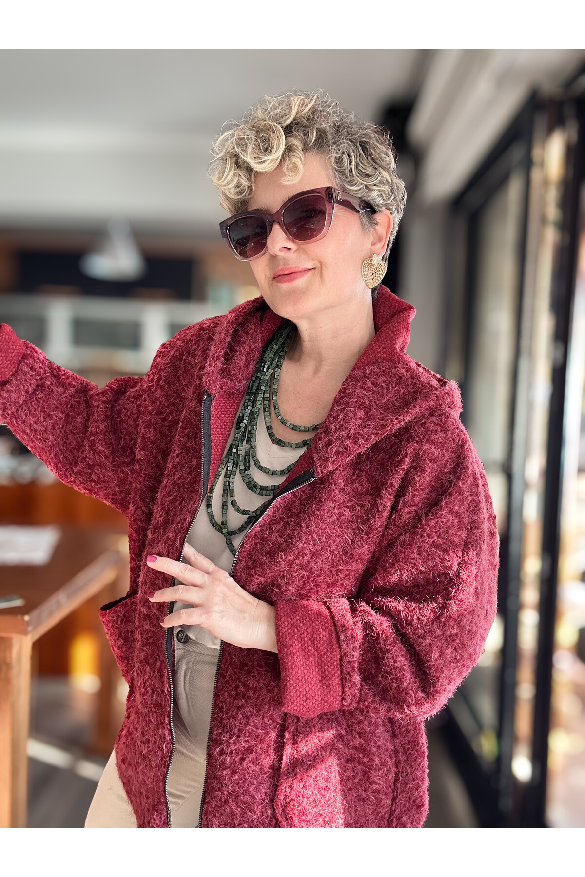 Lilly İtalyan Booklet Kapşonlu Fermuarlı Mont Bordo