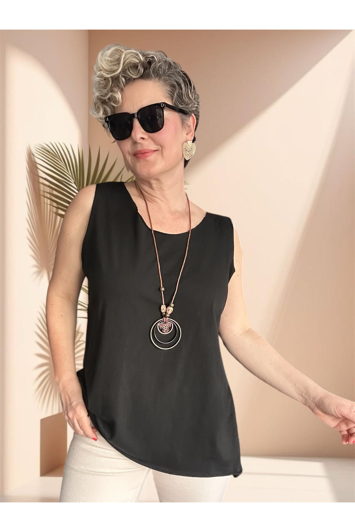 Lippa İthal 2 Parça Kolyeli Triko Bluz Siyah