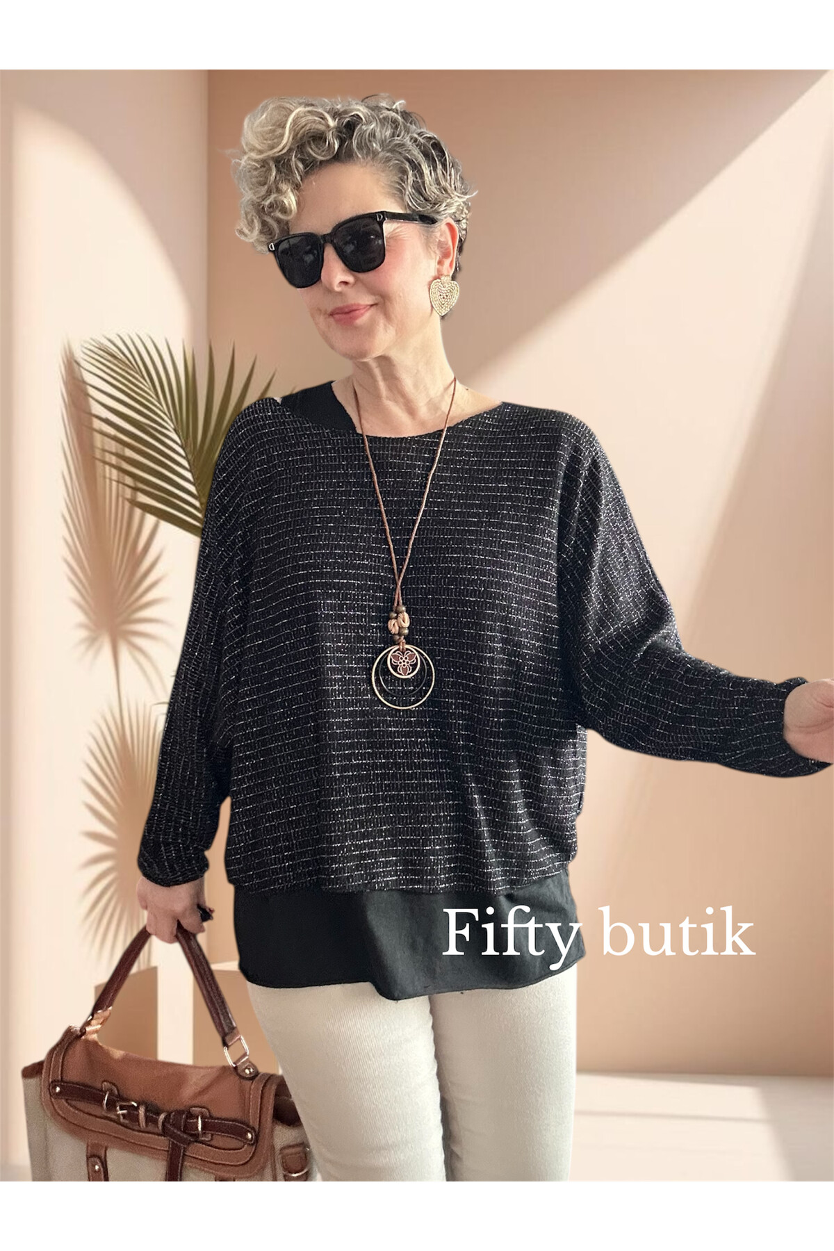 Lippa İthal 2 Parça Kolyeli Triko Bluz Siyah