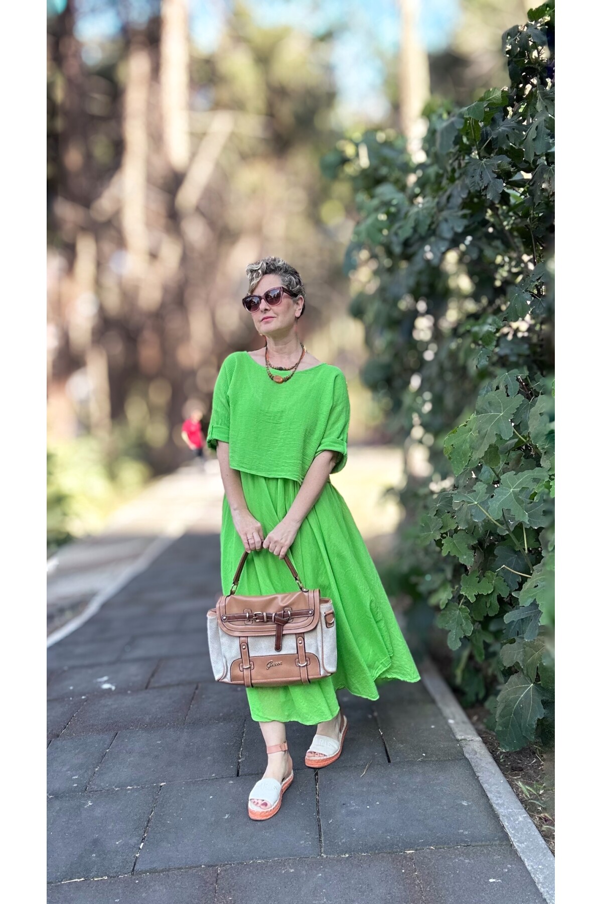 Lukka İtalyan İkili Takım Tasarım Elbise Neon Yeşil