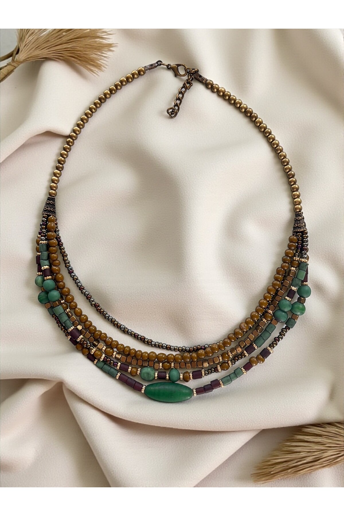 Senna Cam Boncuk Etnik Kolye