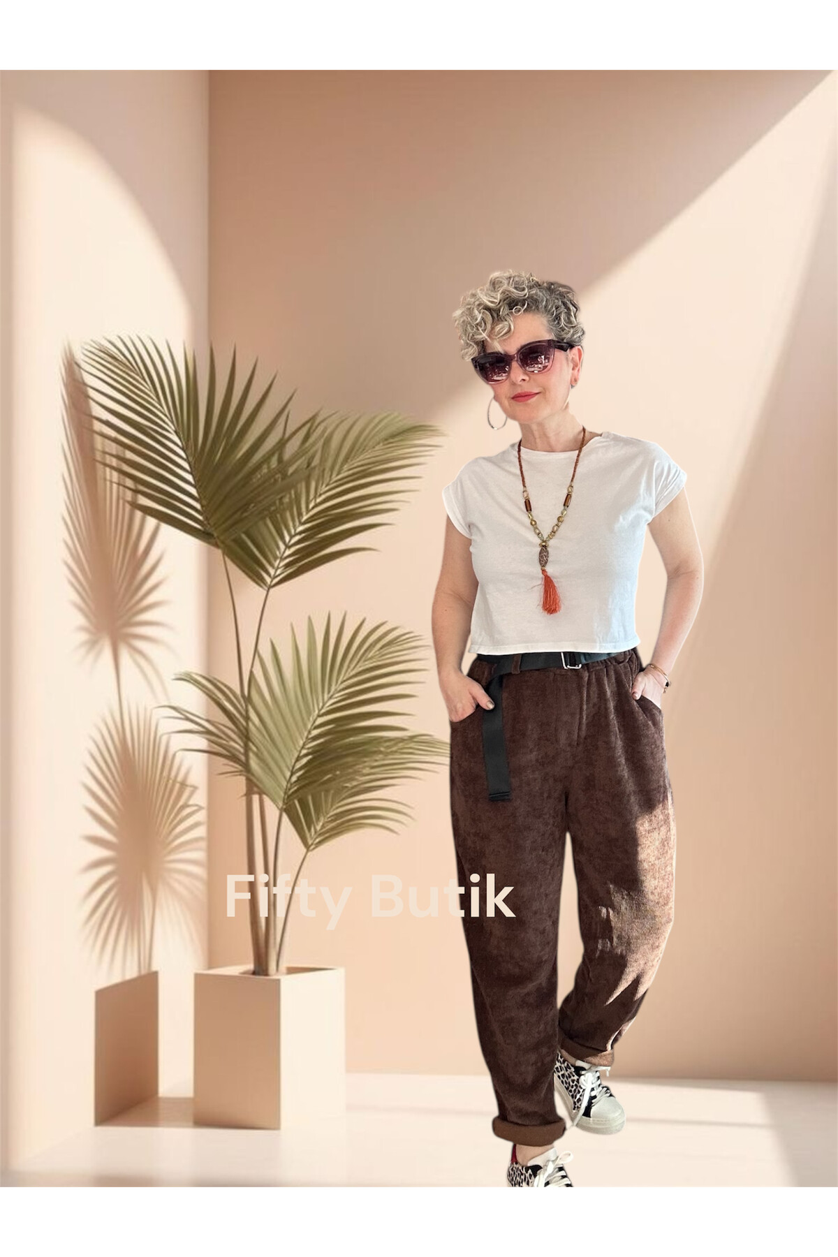 Luppo İtalyan Şönil Kemerli Havuç Pantolon Acı Kahve