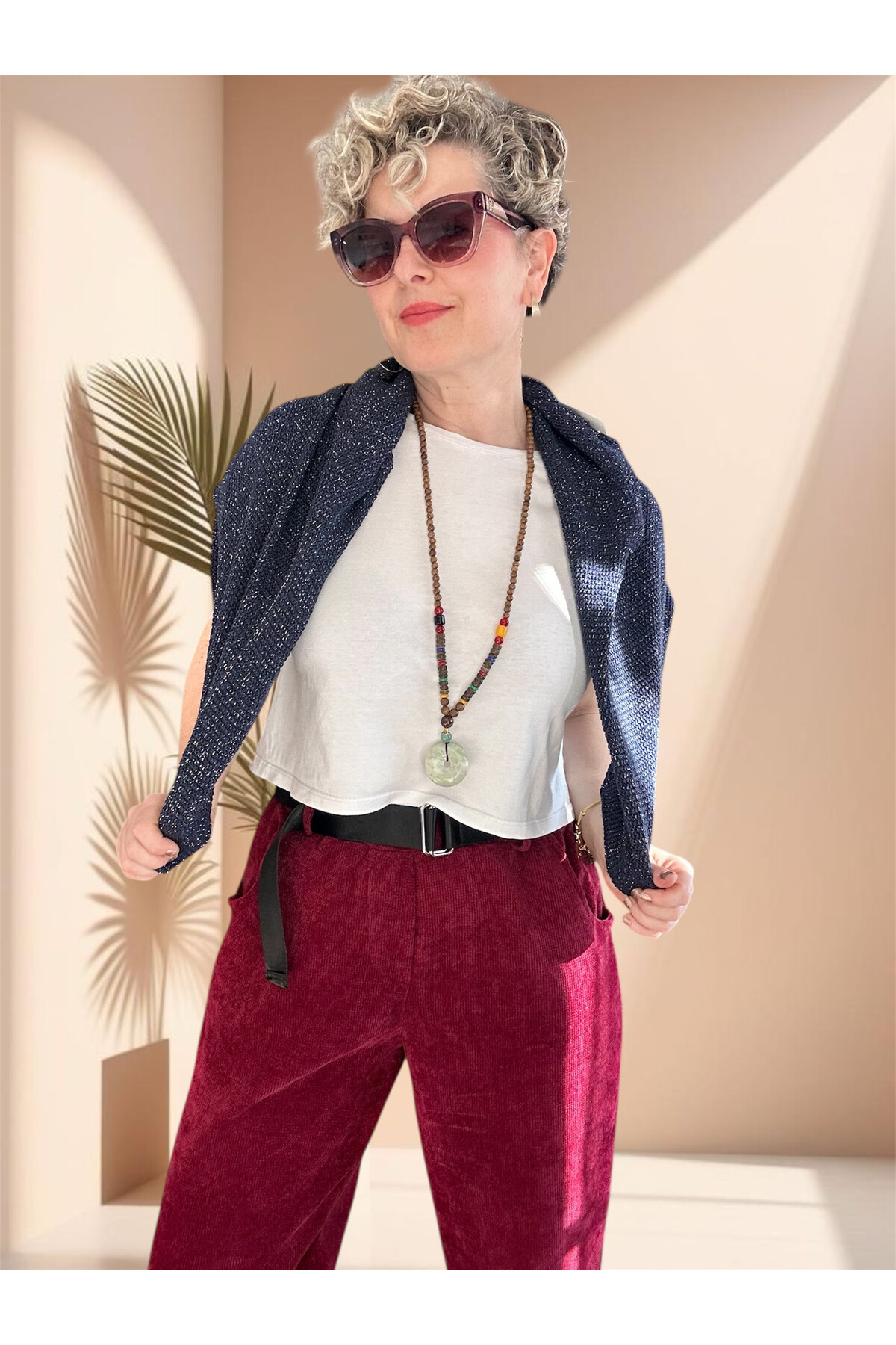 Luppo İtalyan Şönil Kemerli Havuç Pantolon Bordo