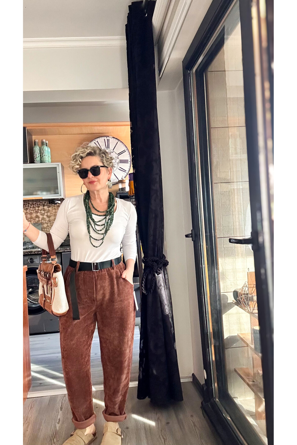 Luppo İtalyan Şönil Kemerli Havuç Pantolon Kahve