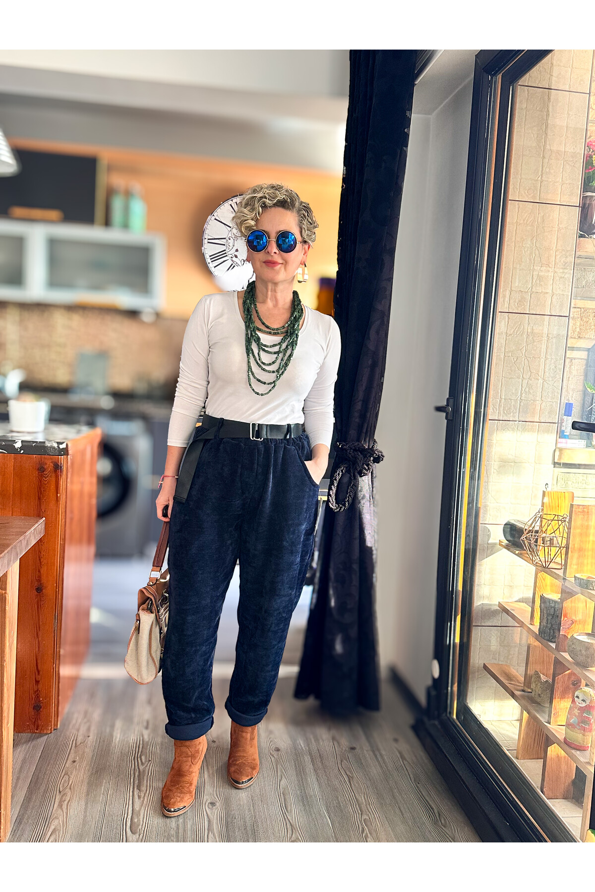 Luppo İtalyan Şönil Kemerli Havuç Pantolon Lacivert