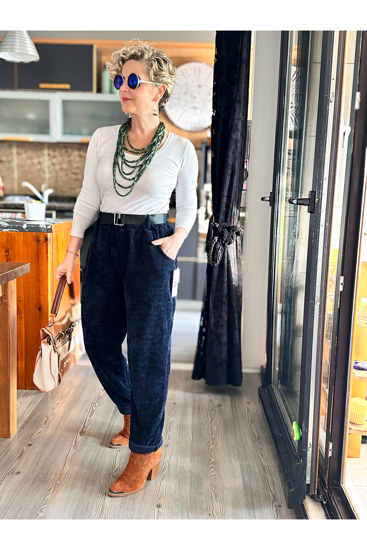 Luppo İtalyan Şönil Kemerli Havuç Pantolon Lacivert