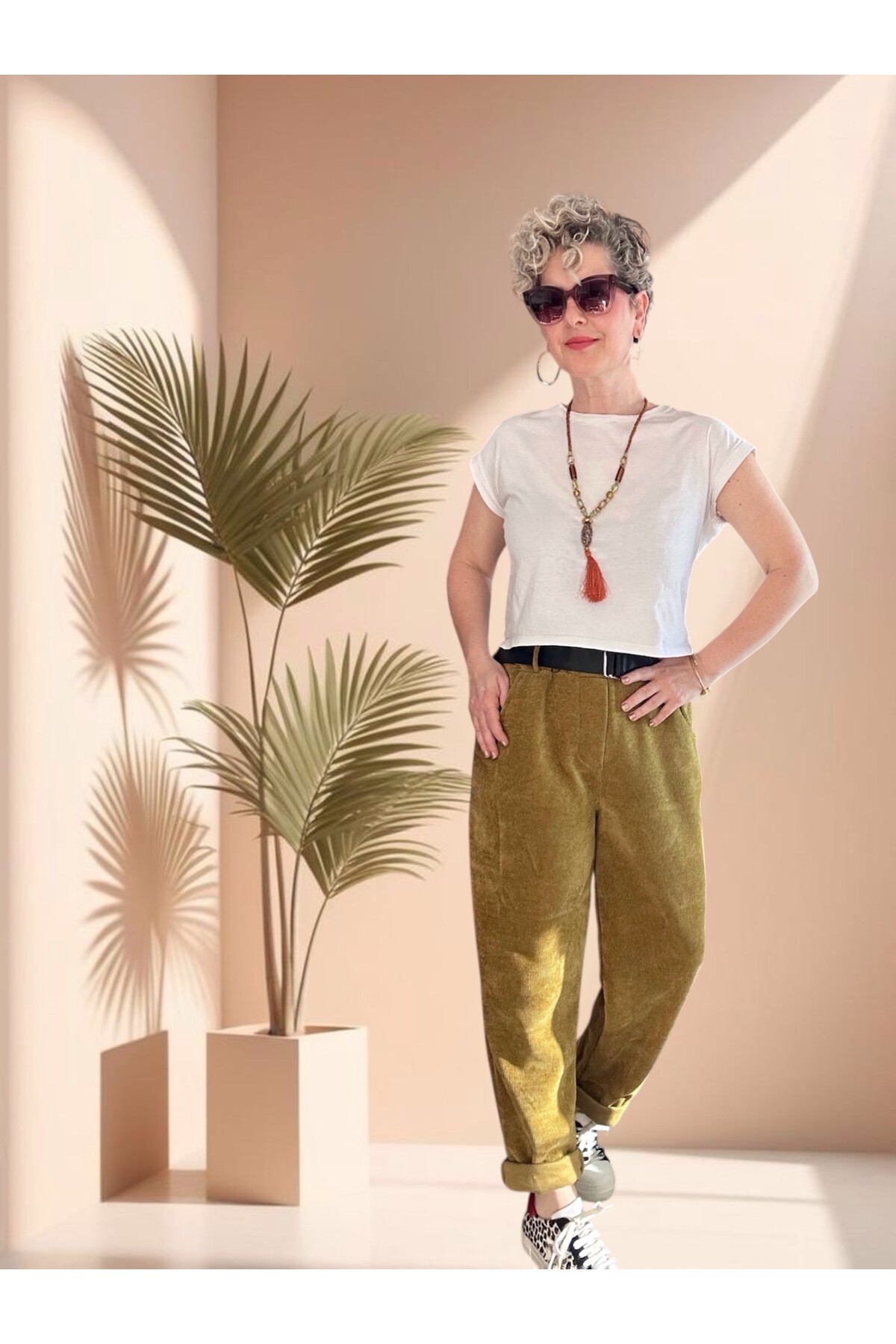 Luppo İtalyan Şönil Kemerli Havuç Pantolon Olive