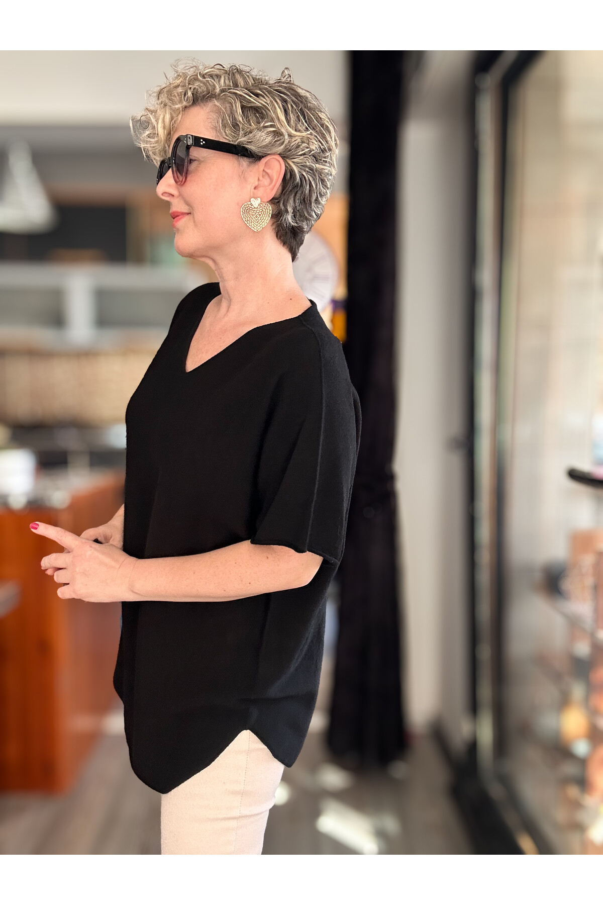 Maste İtalyan Oval Kesim Triko Bluz Siyah