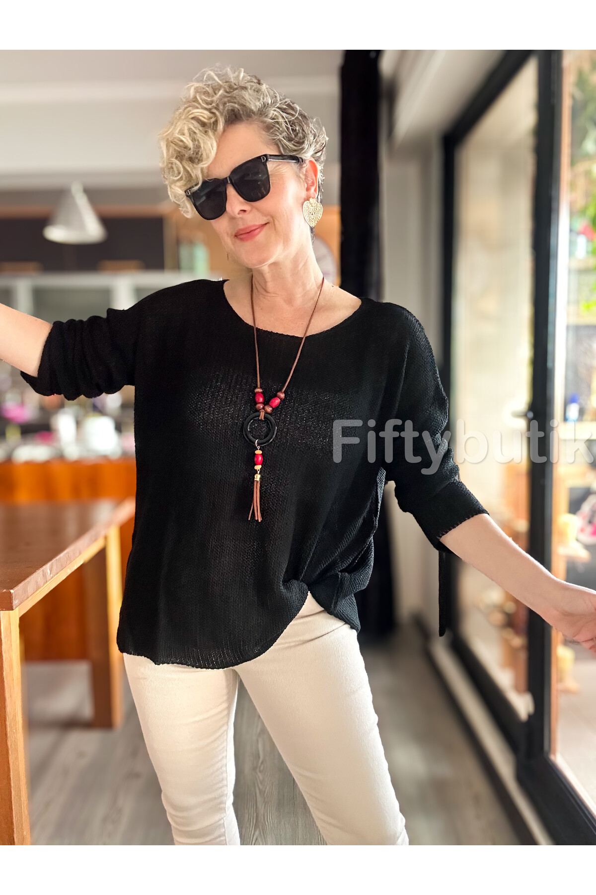 Meggis Kolyeli Tasarım Merserize Siyah