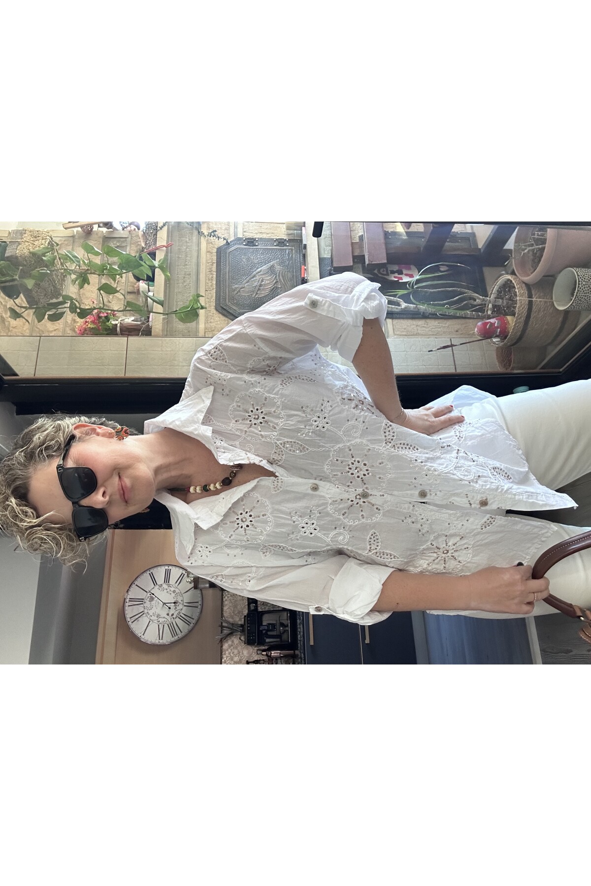 Melly İtalyan Fisto Pul Detay Gömlek Beyaz