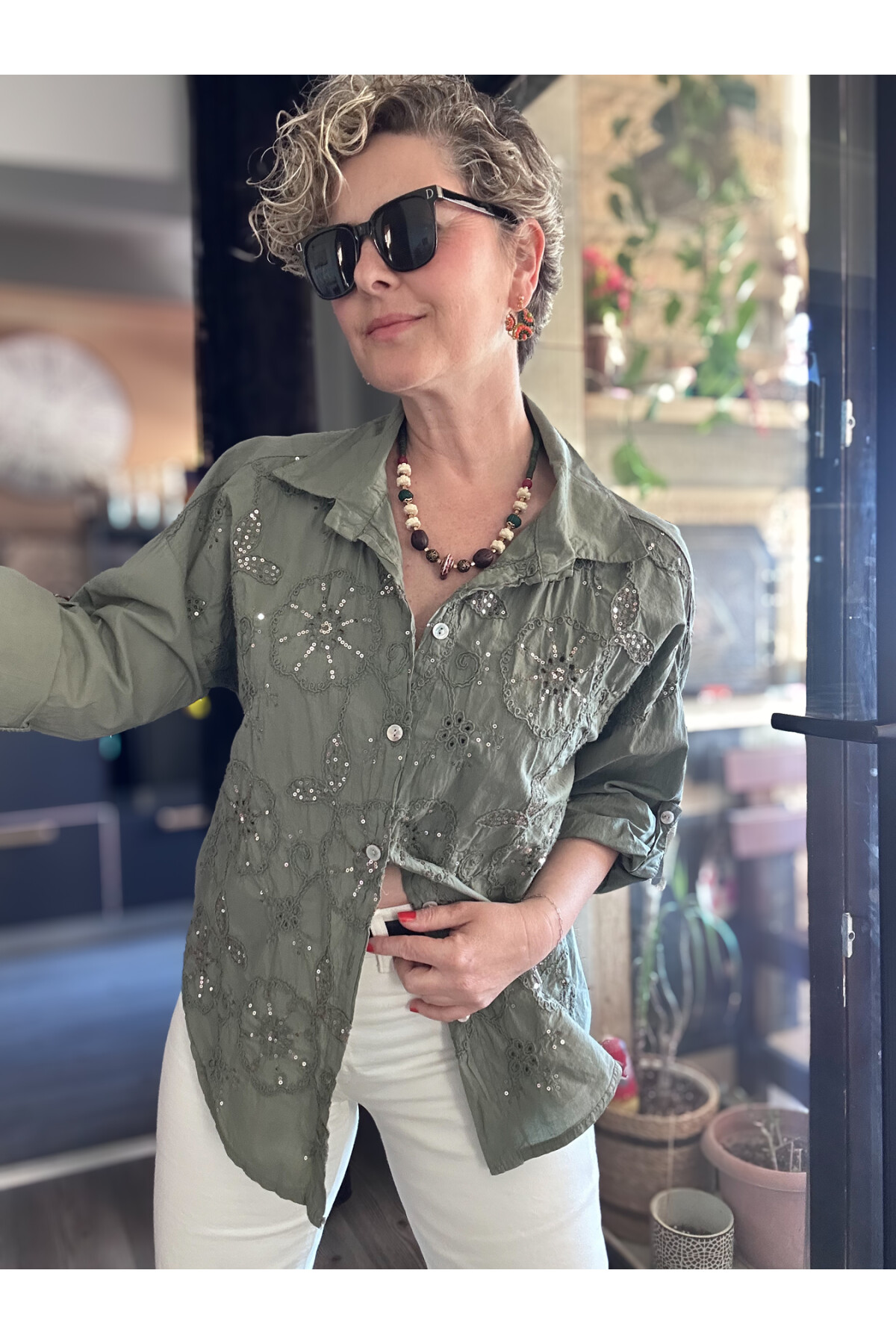 Melly İtalyan Fisto Pul Detay Gömlek Haki