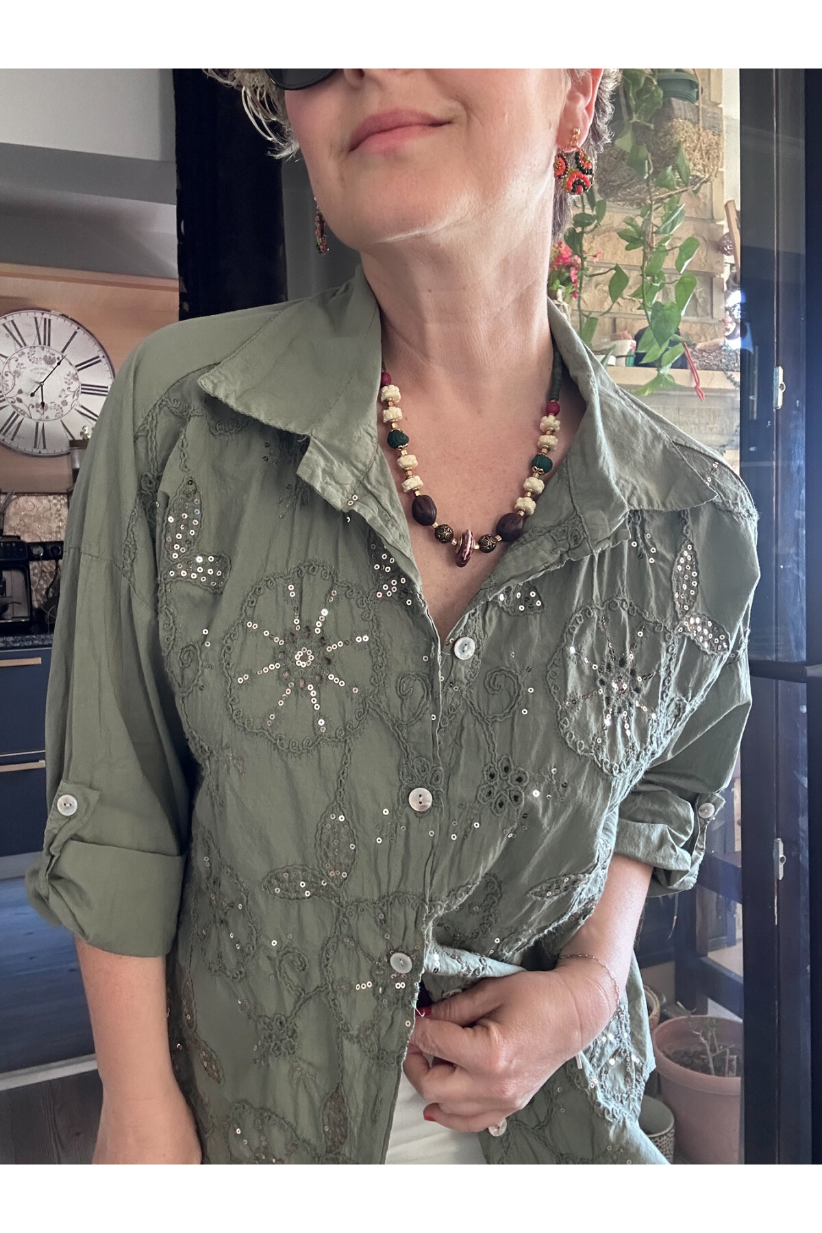 Melly İtalyan Fisto Pul Detay Gömlek Haki