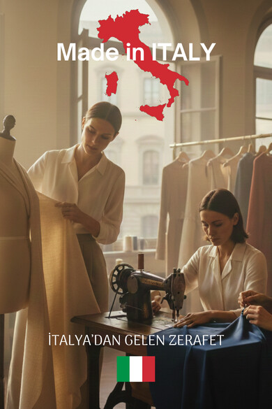 Mezzo İtalyan Kolyeli Tasarım Triko Bluz Jeans Mavi