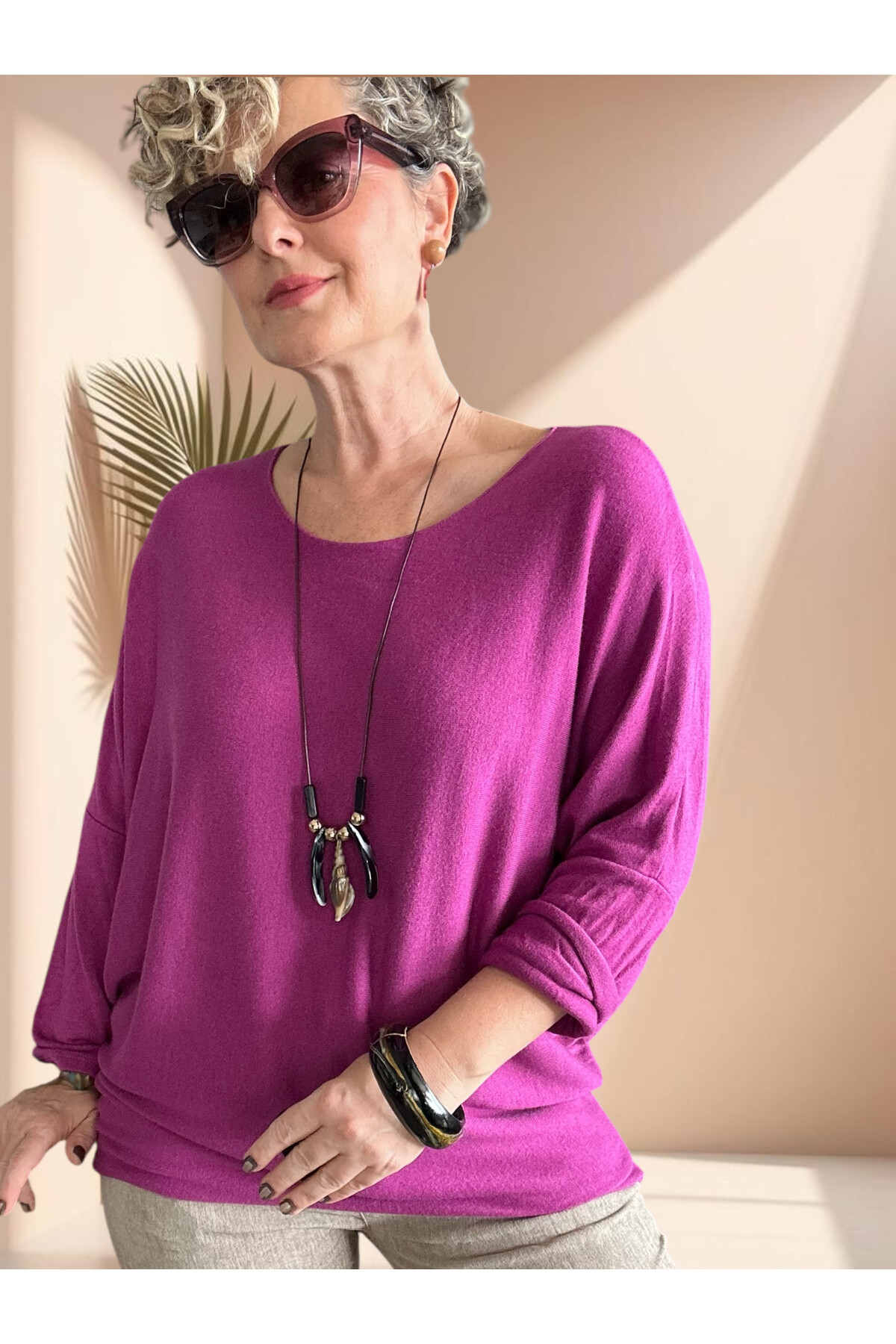 Mezzo İtalyan Kolyeli Tasarım Triko Bluz Violetta