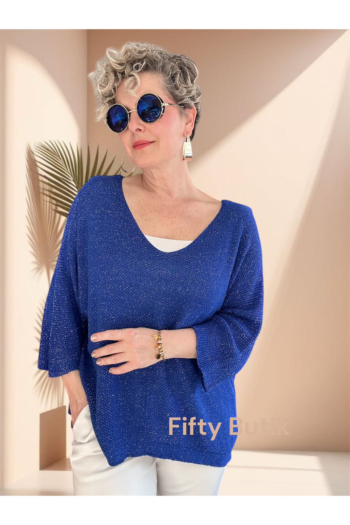 Otto İtalyan Sim Detay Triko Bluz Saks