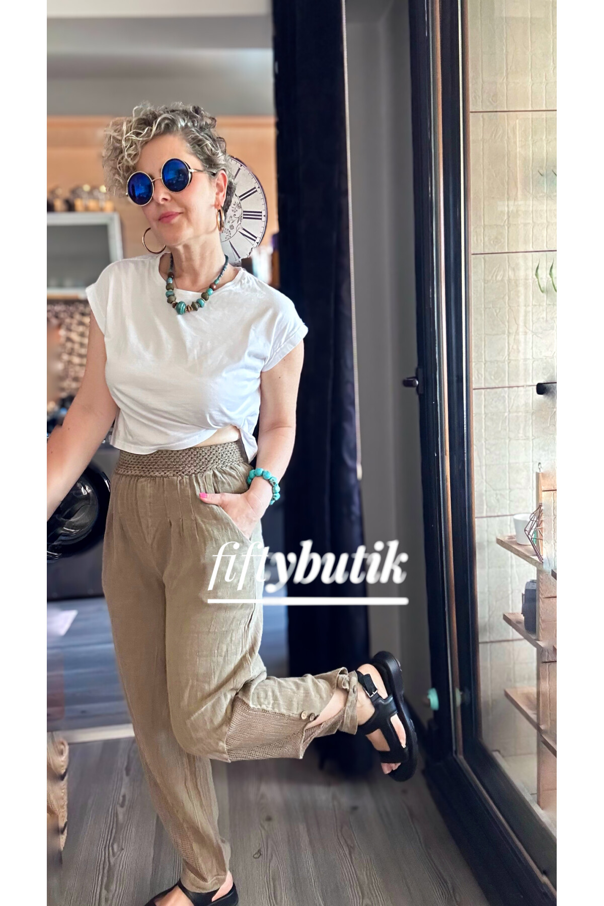 Piango Tasarım Paça File Detay Pantolon Vizon