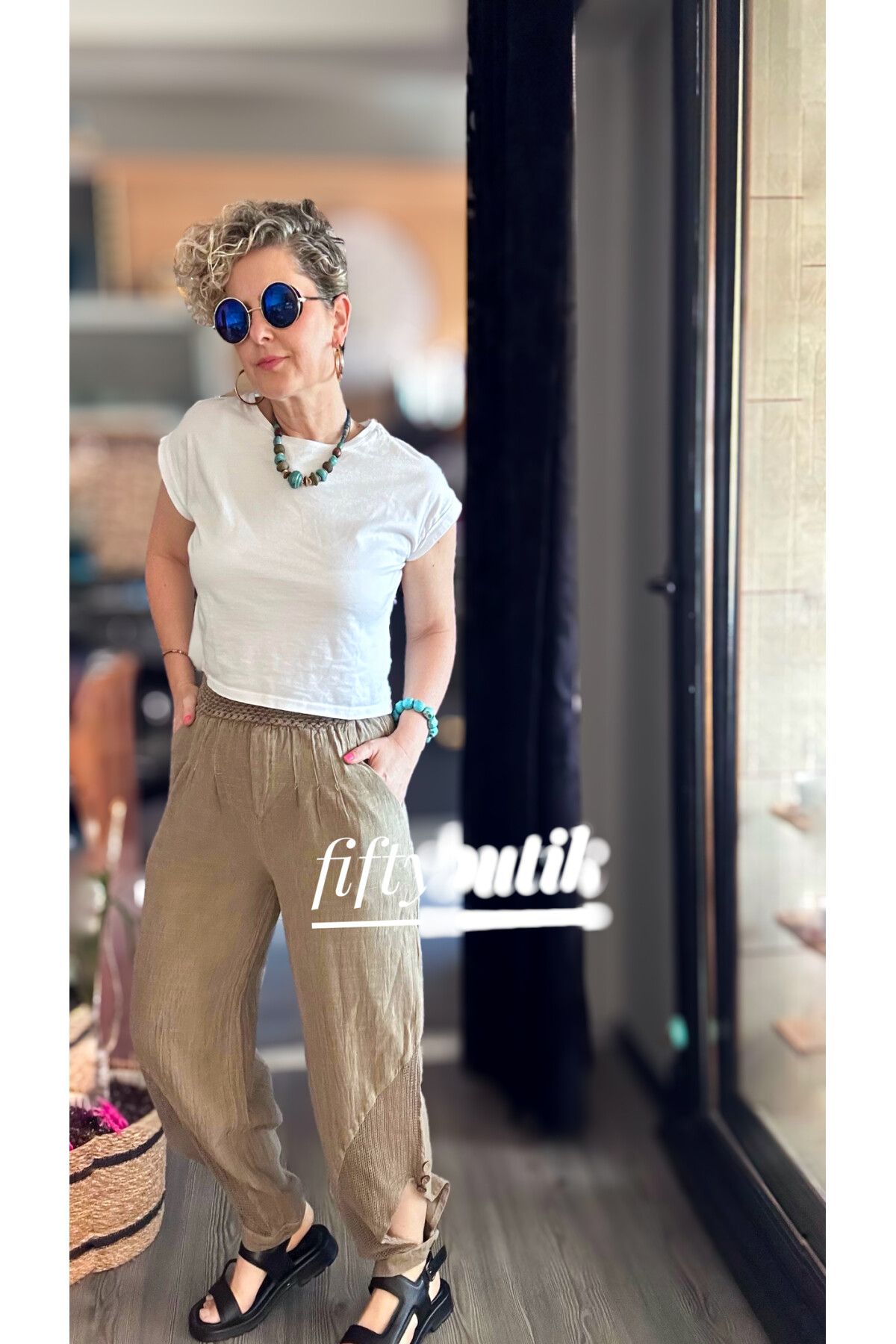 Piango Tasarım Paça File Detay Pantolon Vizon