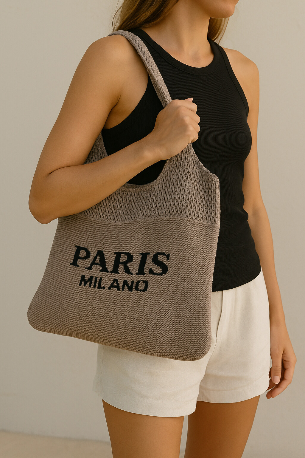 Premium İthal Örme Çanta Vizon