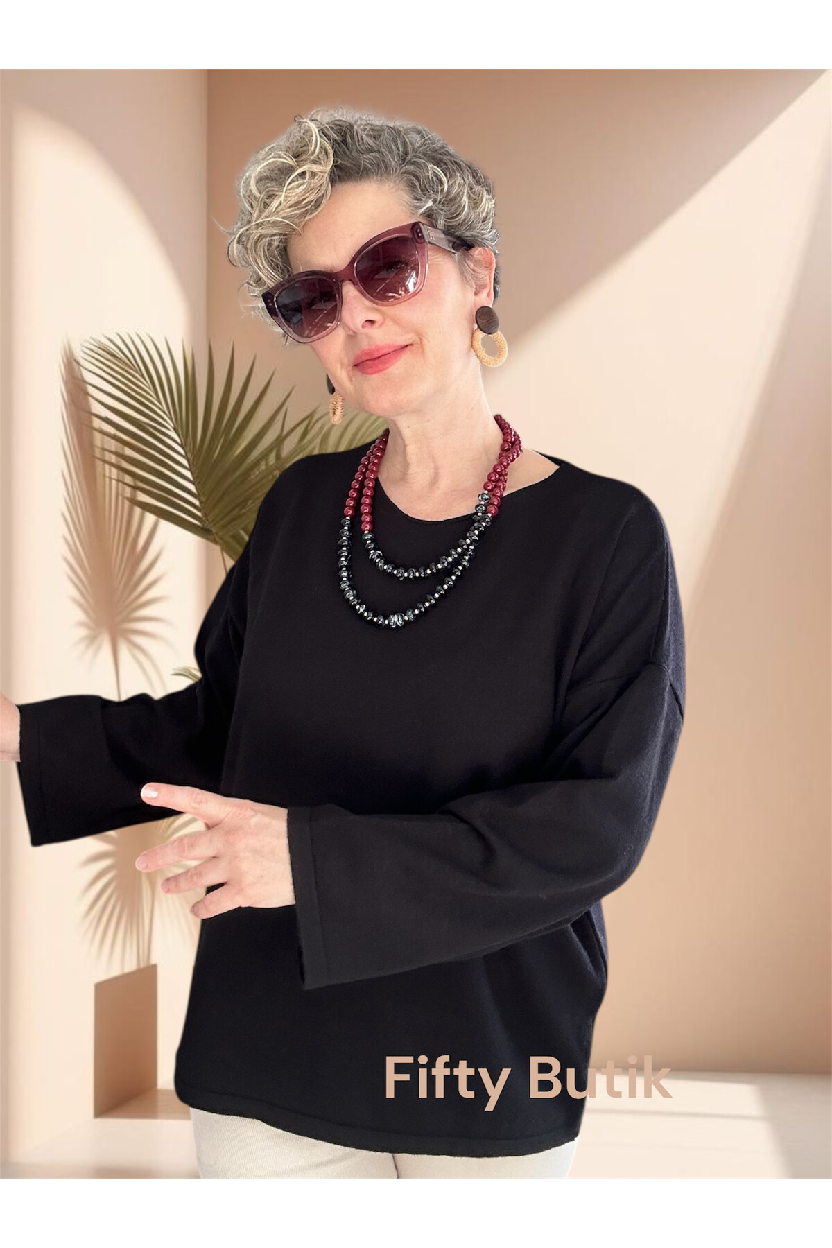 Russi Tasarım Triko Bluz Siyah