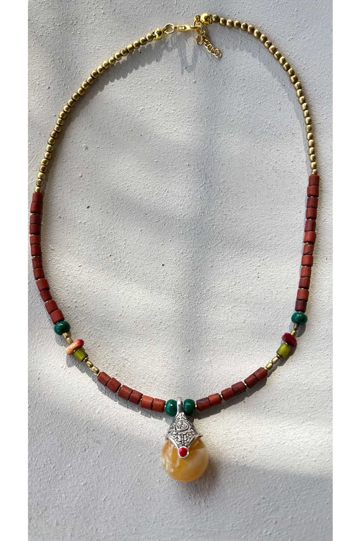 Serendipity Pirinç Cam Etnik Kolye