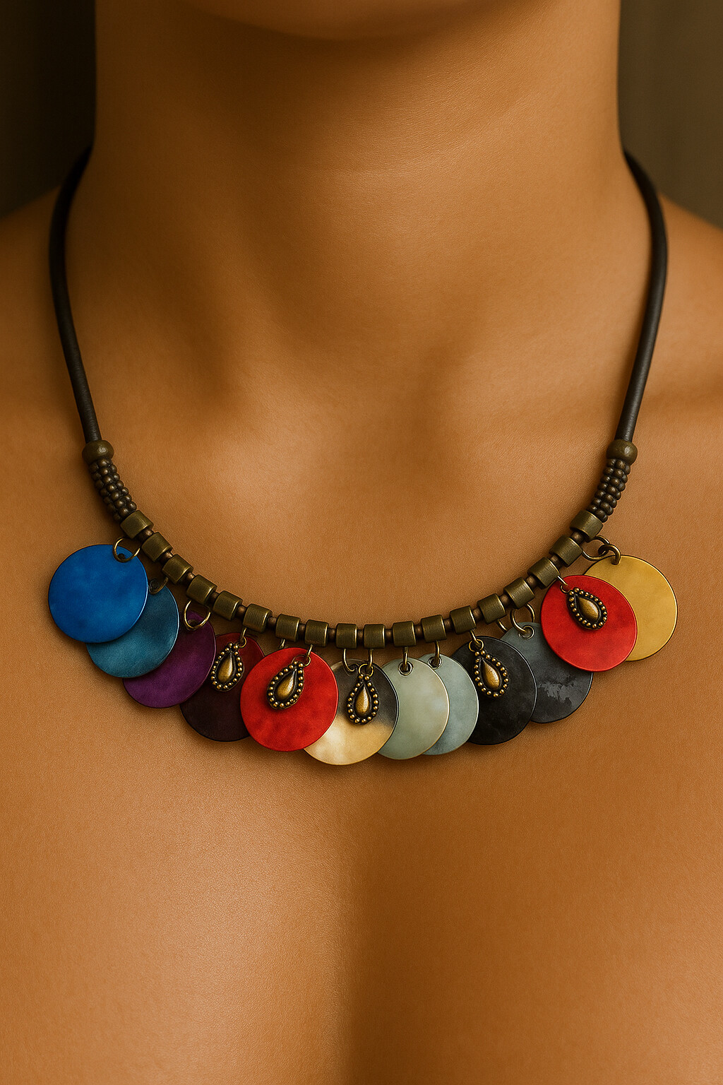 Sprout Pirinç Cam Etnik Kolye