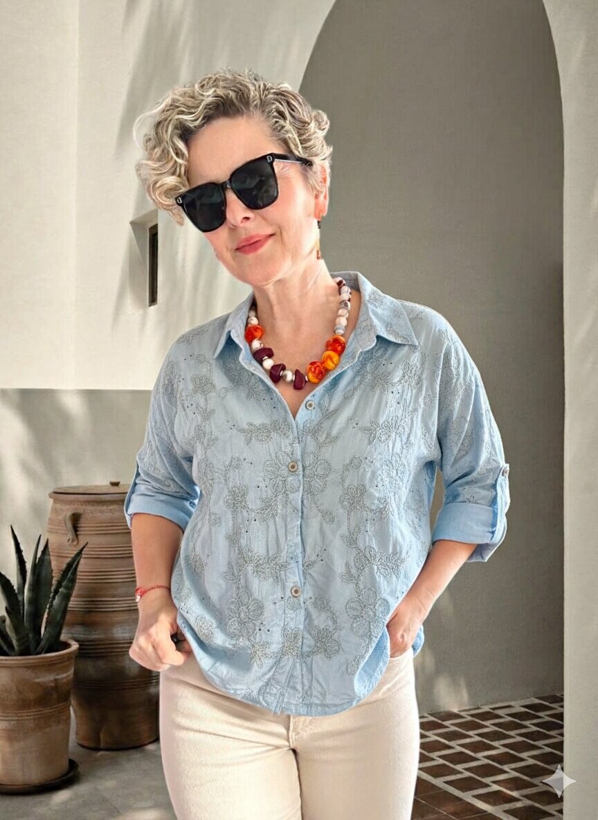 Taffi İtalyan Fisto Pul Detay Gömlek Bebe Mavi